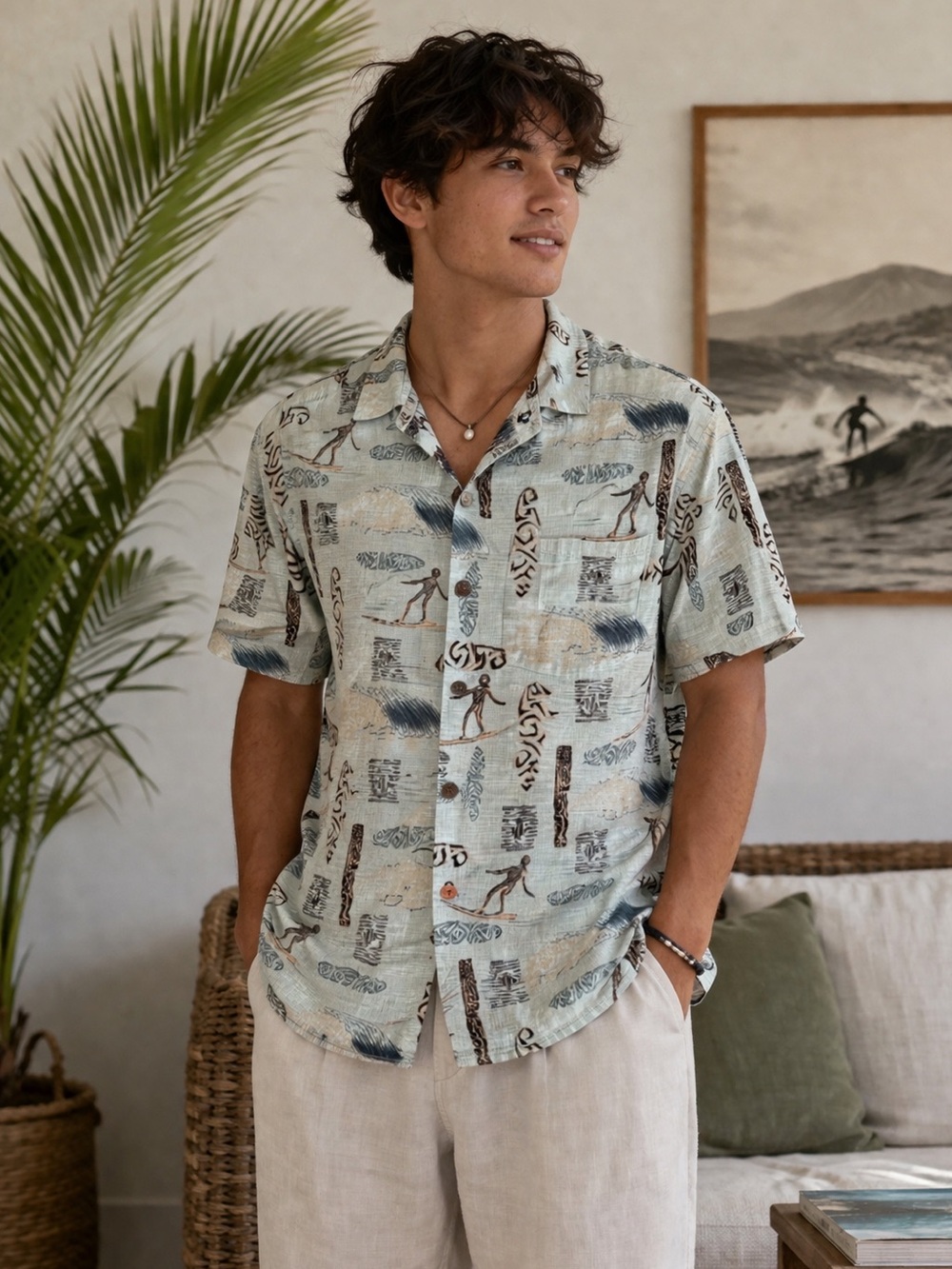 Go Barefoot  Men’s Vintage Hobie Hawaiian-style shirt Size M